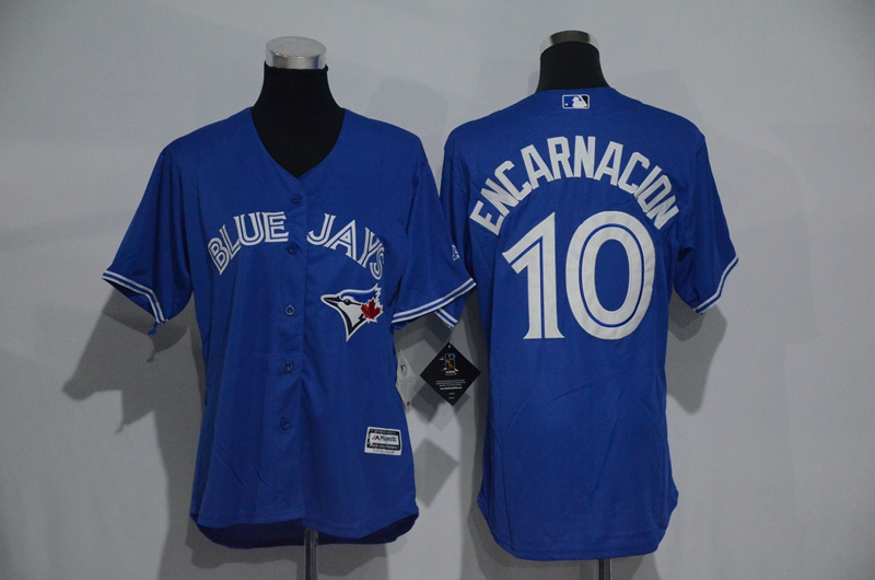Womens 2017 MLB Toronto Blue Jays #10 Encarnacion Blue Jerseys